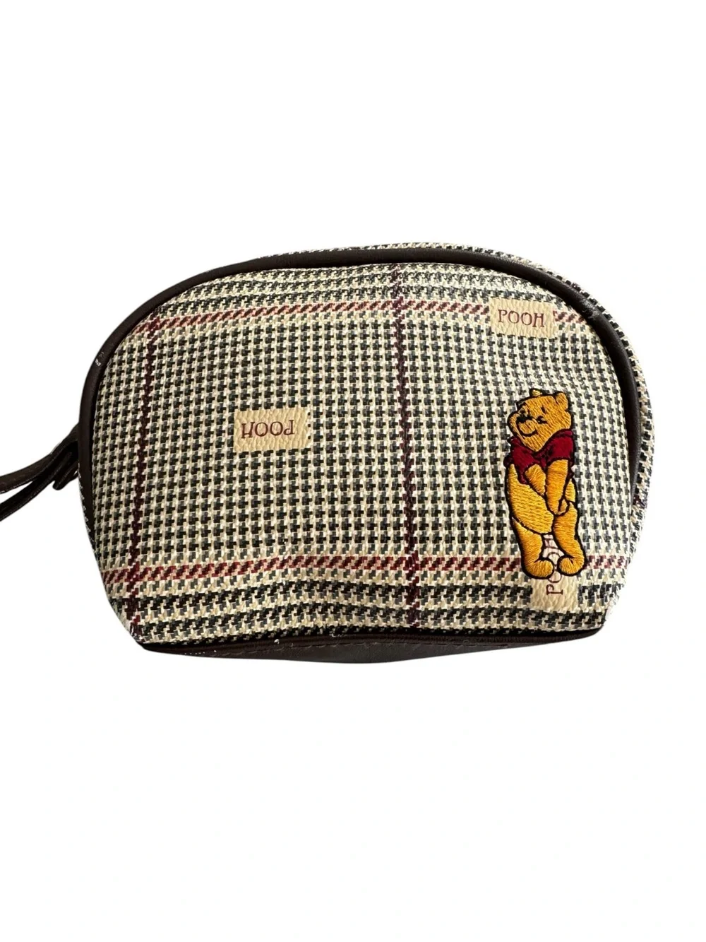 Disney Winnie the Pooh Brown Plaid Cosmetic Wristlet Bag
